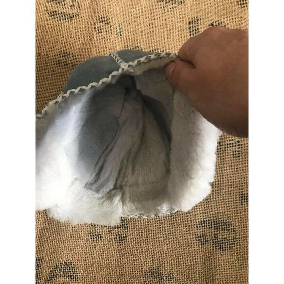LITTLE E.D.A. Rare Baby Kids Gray Sheepskin Shearling Pom Winter Hat - Picture 5 of 5